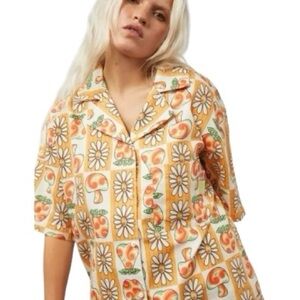 DAMSON MADDER CLEMENCE FLOWER MUSHROOM AOP SHIRT Size 8